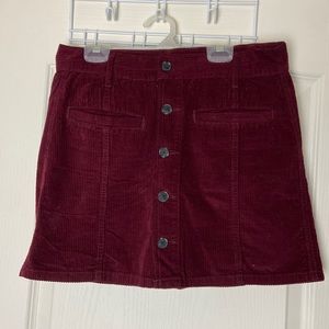 Burgundy Corduroy Mini Skirt